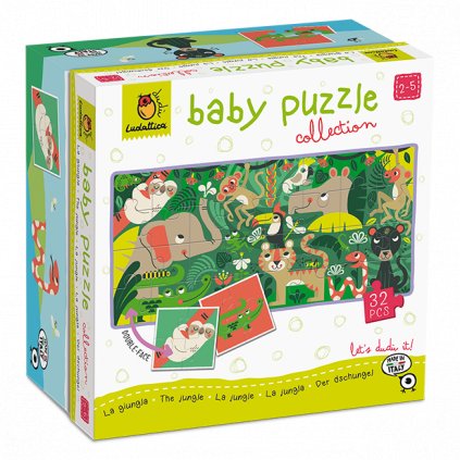 Ludattica - Oboustranné puzzle pro nejmenší Džungle - baby puzzle