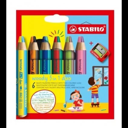 Stabilo - pastelky Woody dvoubarevné a struhadlo 3in1