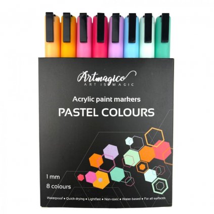 Artmagico - Akrylové popisovače s jemným hrotem - pastelové  - 8 ks | 80500