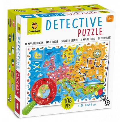 Ludattica - Detektivní puzzle s lupou, Mapa Evropy