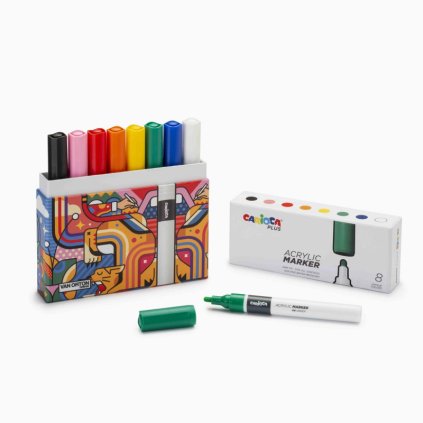 carioca plus marcatore acrilico confezione rigida 8 pezzi