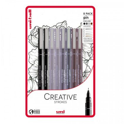 uni ball pin creative strokes sada 8 ks lineru