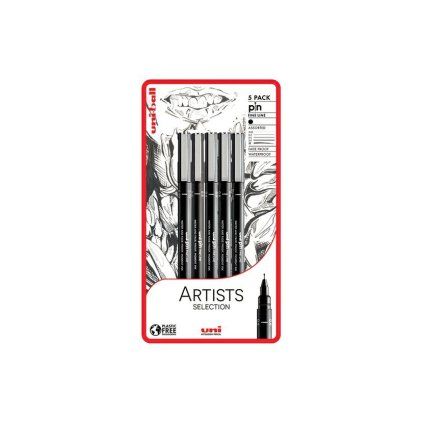 2280 uni pin fine liner sada 5 ks cerne