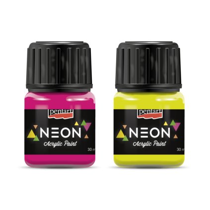 Pentart - akrylové barvy NEON (Barvy Pentart žlutá)