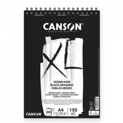 900 canson xl dessin noir skicak krouzkova vazba a4 150gr