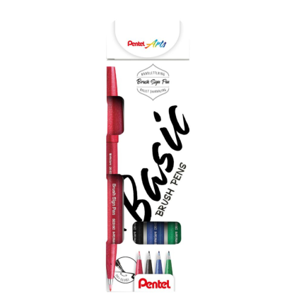 2202 pentel touch ses15 4 basic sada brush sign pen