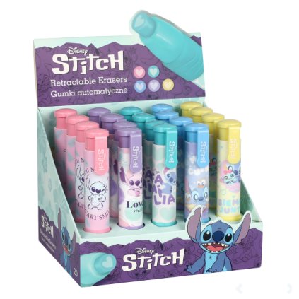 Vysouvací pryž - Stitch, 5 motivů, mix barev