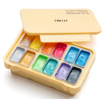 3650 3 himi twin cup gouache set 12 colours