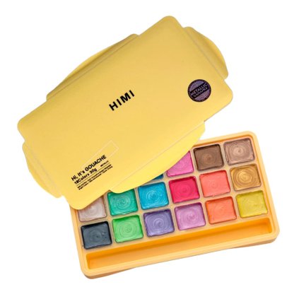 3665 1 himi kvasove barvy jelly cup gouache set 18 colours metallic edition