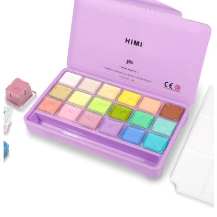 3668 himi kvasove barvy jelly cup gouache set 18 colours pastel edition