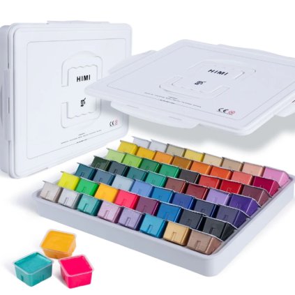 3686 himi kvasove barvy jelly cup gouache set 56 colours white case edition