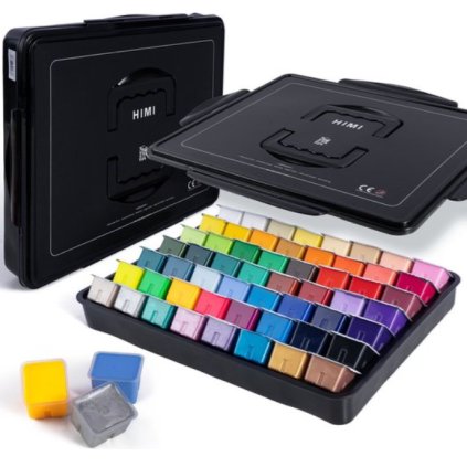 3689 himi kvasove barvy jelly cup gouache set 56 colours black case edition
