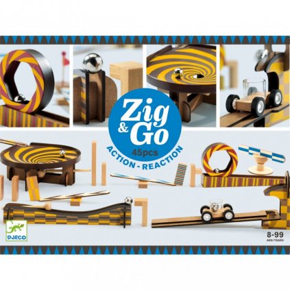 Dřevěná dráha Zig Go - Djeco -  45 dílků