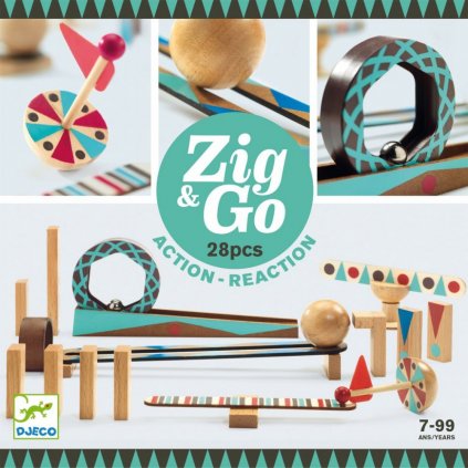 Djeco - Dřevěná dráha Zig Go -  28 dílků