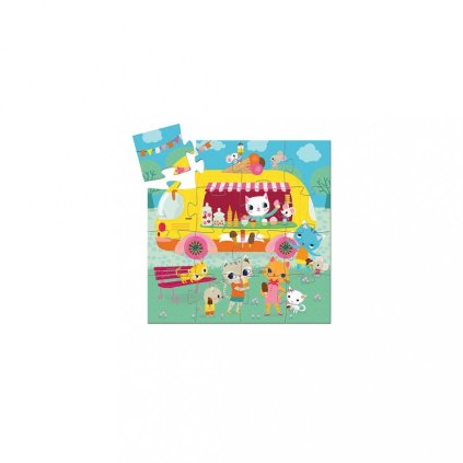 Puzzle v krabičce - Djeco - Zmrzlinářský vůz - 16 dílů