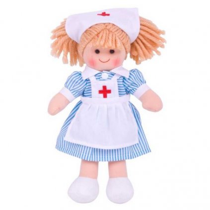 Měkká panenka  - Bigjigs Toys - Zdravotní sestřička Nancy - 28 cm