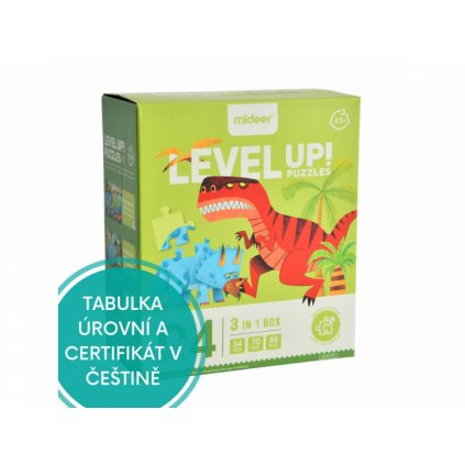 Puzzle s pytlíčky na uložení a certifikátem - Mideer - LEVEL 04 - Dinosauři