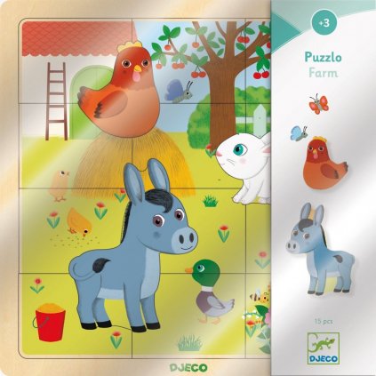 Djeco - Dřevěné vkládací puzzle - Farma