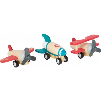 Small Foot - Dřevěná natahovací letadla 3 ks