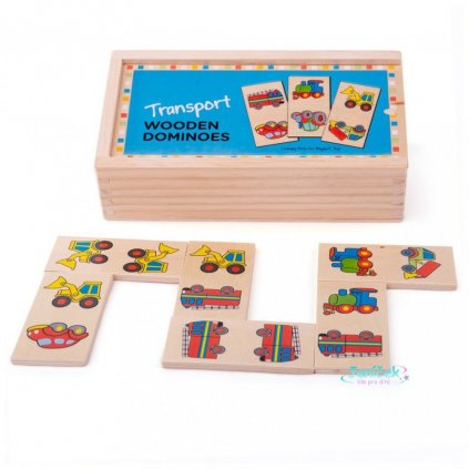 Bigjigs Toys - Dřevěné domino dopravní prostředky