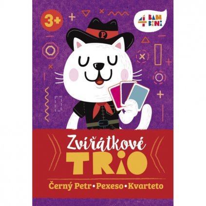 Karetní hra - 4 bambini - Zvířátkové trio - Pexeso, Kvarteto, Černý Petr