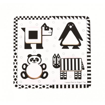 Bigjigs Toys Dřevěné vkládací puzzle černobílé tvary 1