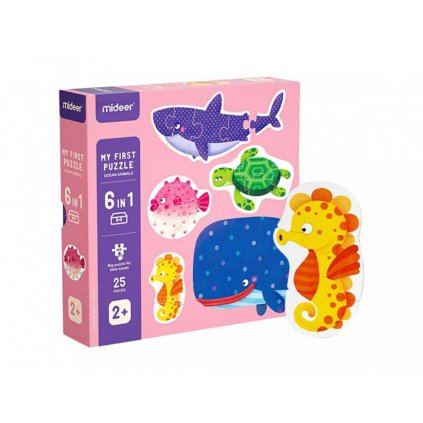 Puzzle s pytlíčky na uložení a certifikátem - Mideer - LEVEL 01 - Zvířátka v oceánu