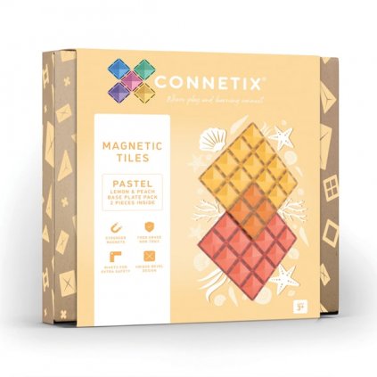 Connetix - Magnetická základna 2 díly - žlutá a meruňková