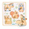 Djeco - Dřevěné vkládací puzzle s úchytkami - Pastelové zvířátka