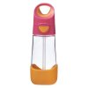 b.box - Láhev na pití s brčkem 450 ml - růžová/oranžová