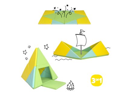 Skládací pěnová hrací podložka, stan a loďka 3 v 1