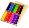 Barevné pastelky v dřevěné krabičce, trojhranné, 12 barev, 144 ks