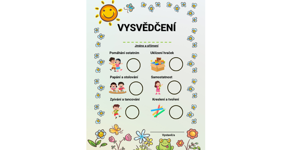 Vytvořte dětem jejich vlastní originální vysvědčení!