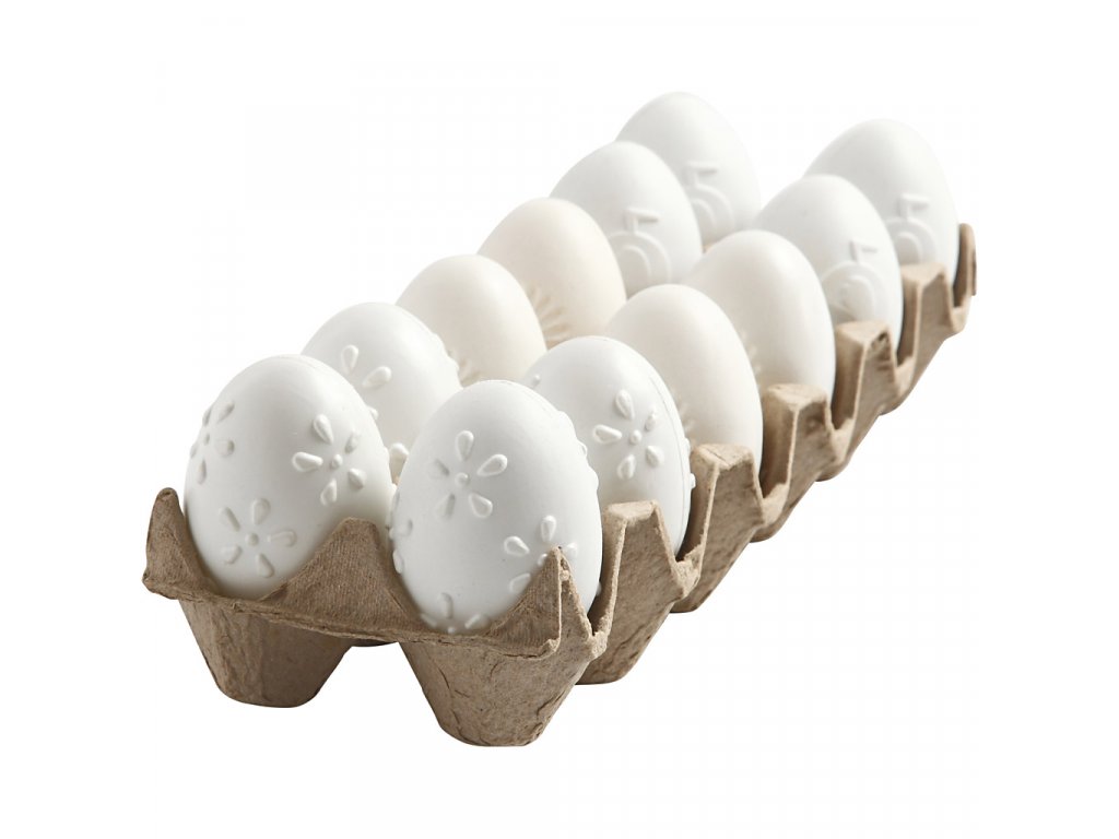 Velikonoční vajíčka ke kreativnímu dotvoření - bílá s vystouplým vzorem, 10 kusů