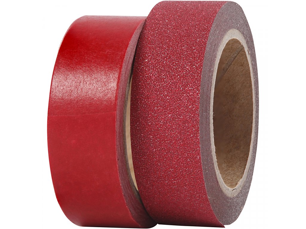 Washi nalepovací páska, červená, 2 kusy, 10 a 7 m