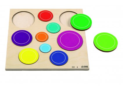 Dřevěné vkládací puzzle s barevnými bublinami Rolf Bubbles