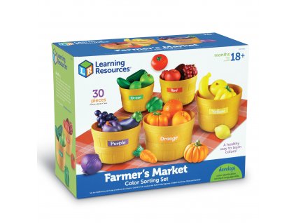 Velký farmářský třídící set - barvy, počty a poznávání ovoce a zeleniny - 5 košíků a 25 ks