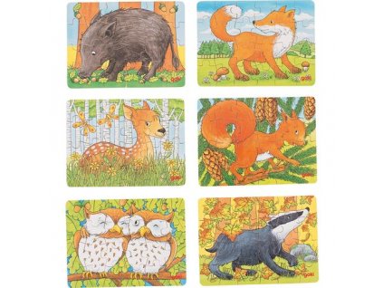 Malé dřevěné puzzlíky - Lesní zvířátka 24 kusů