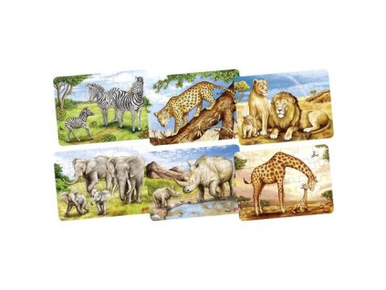 Mini dárkové puzzle - dřevěné - safari (24 dílků)