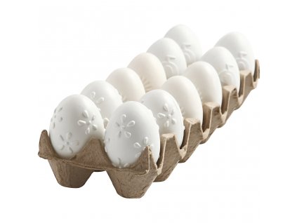 Velikonoční vajíčka ke kreativnímu dotvoření - bílá s vystouplým vzorem, 10 kusů