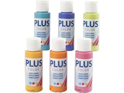 Sada akrylových barev, Plus Color Craft Paint, 6x60 ml, pastelové barvy