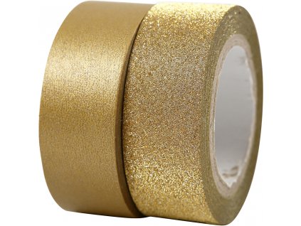 Washi designová lepící páska, zlatá, 2 kusy, 10 a 7 m
