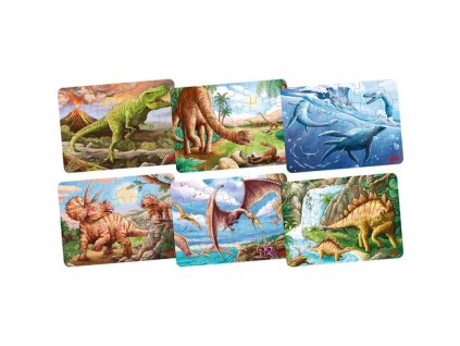 Dřevěné mini puzzle s motivy dinosaurů, 24 dílků