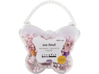 Voskované korálky a srdíčka v pastelových barvách (1800 ks) - kreativní set