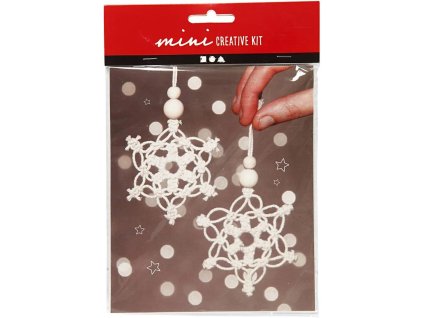 Vánoční makramé vločka – kreativní set na výrobu dekorace 10 cm