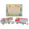Zvenku a uvnitř - Dřevěné vrstvící puzzle Goki hasiči