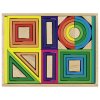 Dřevěná stavebnice - dřevěné geometrické bloky v duhových barvách Goki