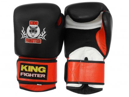 Boxerské rukavice King Fighter černé s odvětráváním (Velikost 10 oz)