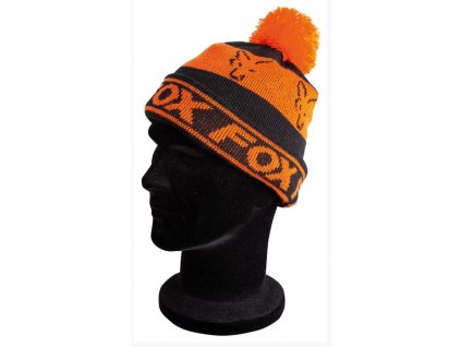 Fox Čepice Black/Orange - Lined Bobble Hat