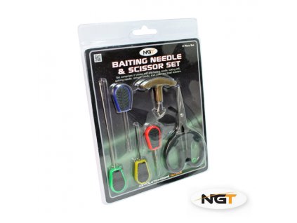 NGT Sada 6ks Baiting Needle & Scissor Set